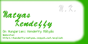 matyas kendeffy business card