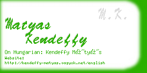 matyas kendeffy business card